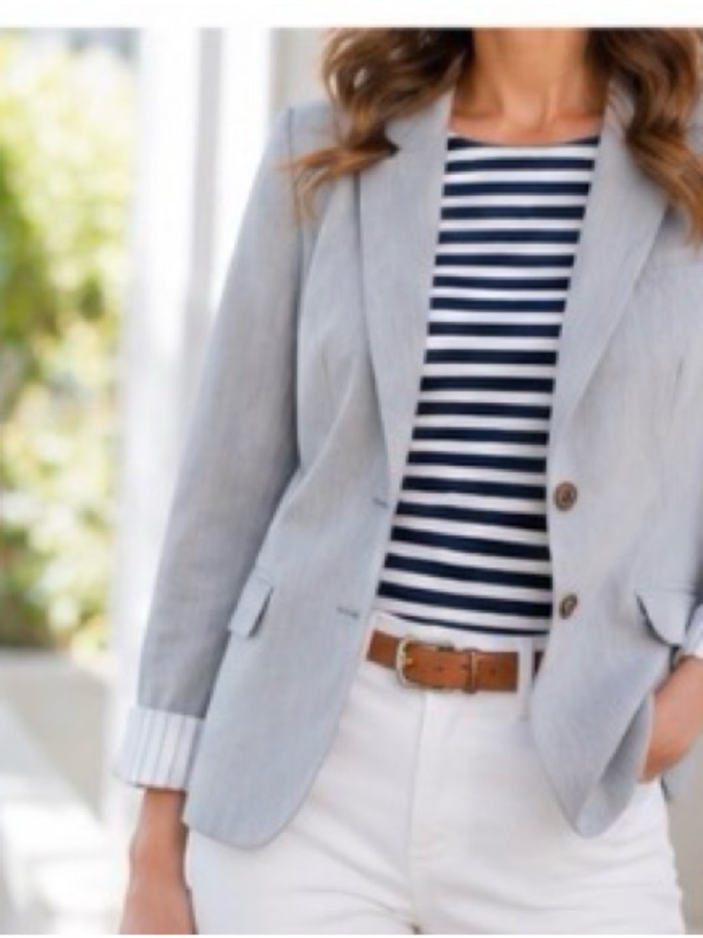ALFRED SUNG Light Gray women’s Two-Button Blazer
